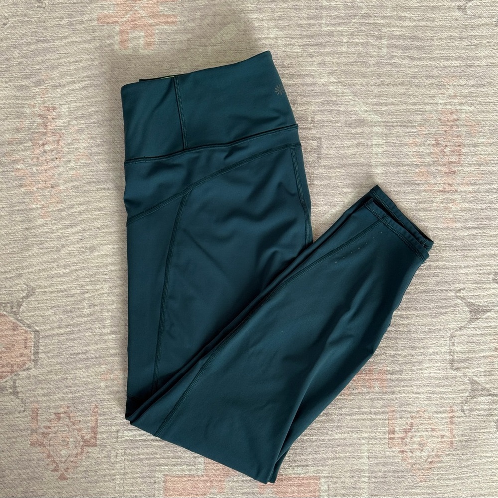 Athleta Rainier Tight Leggings with Zipper Pockets | Dark Teal | Size XL